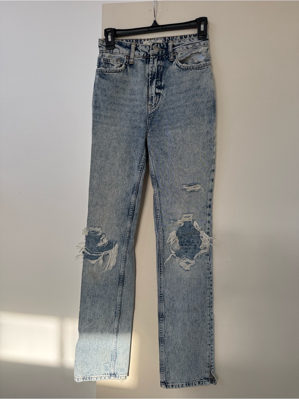 We The Free My Own Lane Distressed High Rise Acid Wash Jeans Straight 25